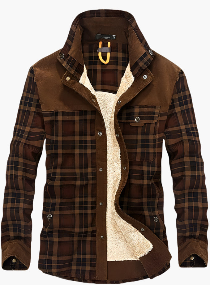 Men's Outdoor Flannel Shirt Jacket – Casual Checked Fleece Jacket for Adventure and Leisure