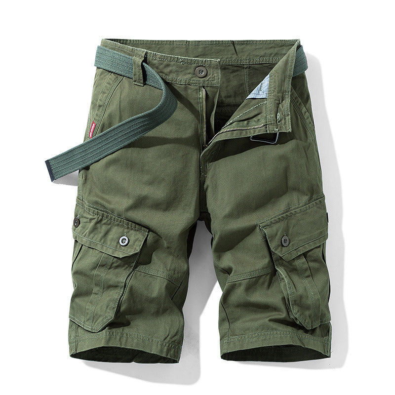 Men's Cargo Shorts with Belt – Functional Short Pants with Pockets and Zipper Closure