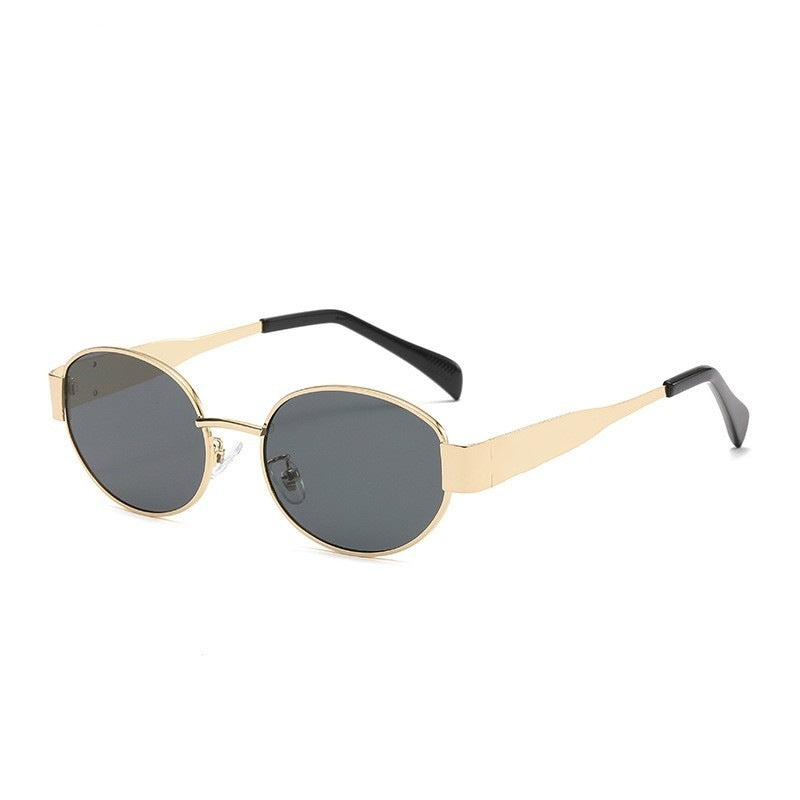 Pamela – Retro Oval Sunglasses with Metal Frame