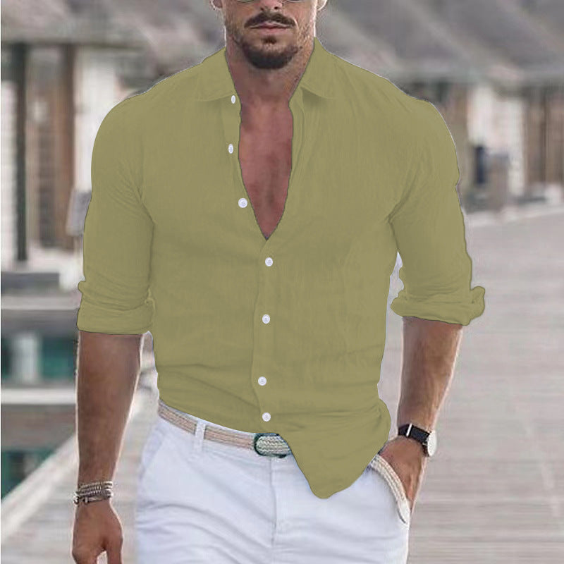 Men's Casual Shirt with Long Sleeves – Perfect for Summer and Vacation