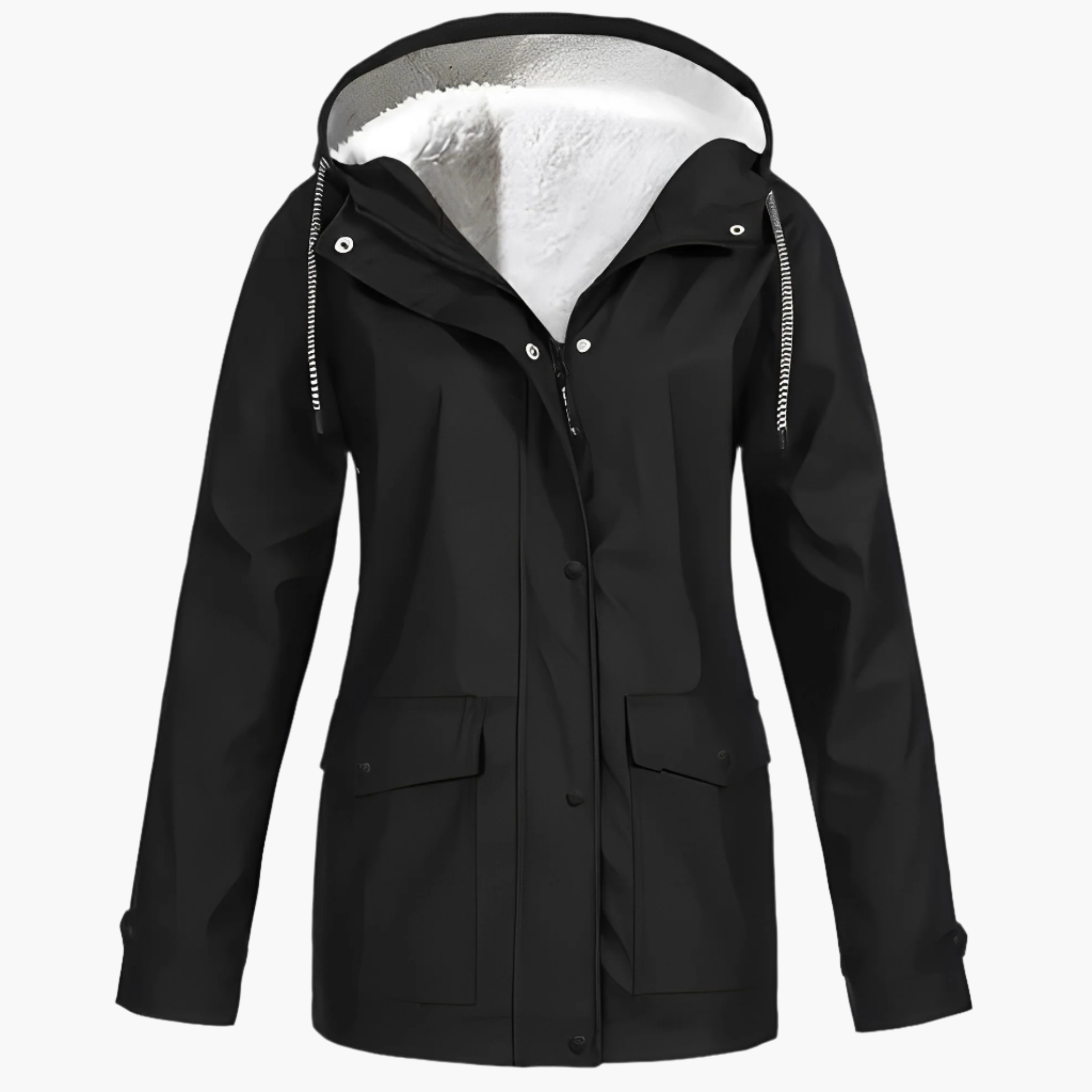Women's Waterproof Winter Jacket with Fleece Lining – Fashionable Raincoat for Cold Days