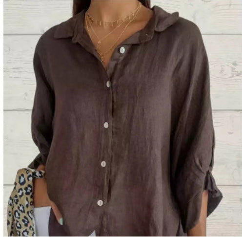 Falling ladies blouse with long sleeves – stylish button-down shirt and tunic top for every day