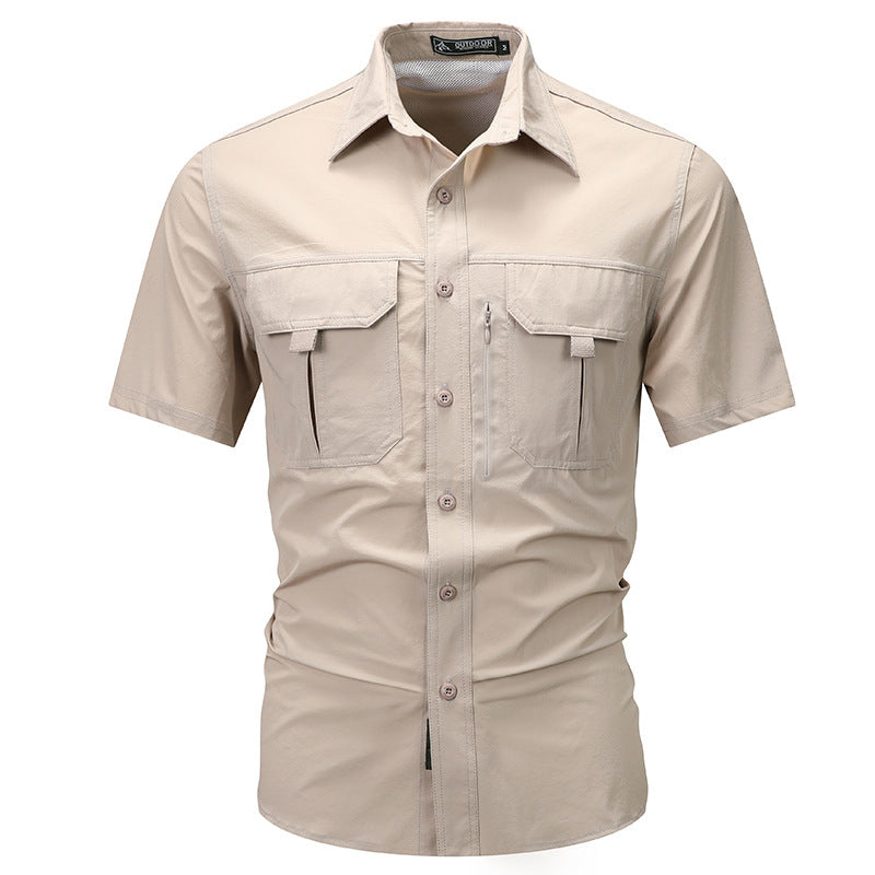 Men's Outdoor Short Sleeve Shirt with Functional Pockets – Ideal for Active Days