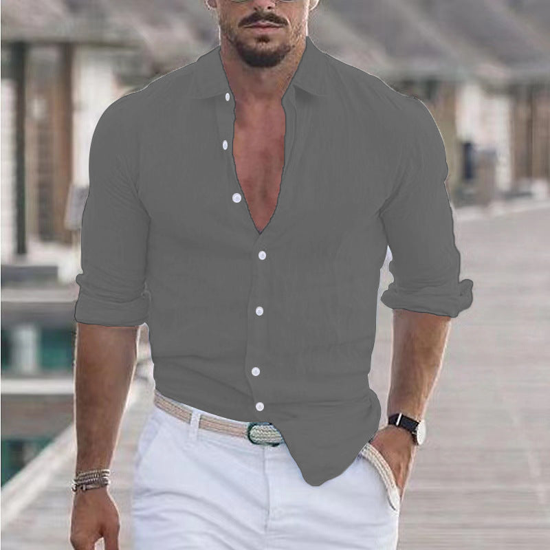 Men's Casual Shirt with Long Sleeves – Perfect for Summer and Vacation