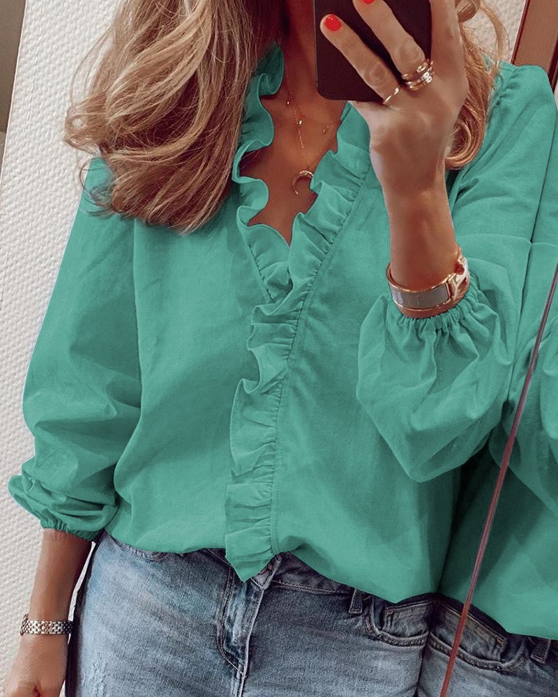Phoebe – Long Sleeve Blouse with Ruffles