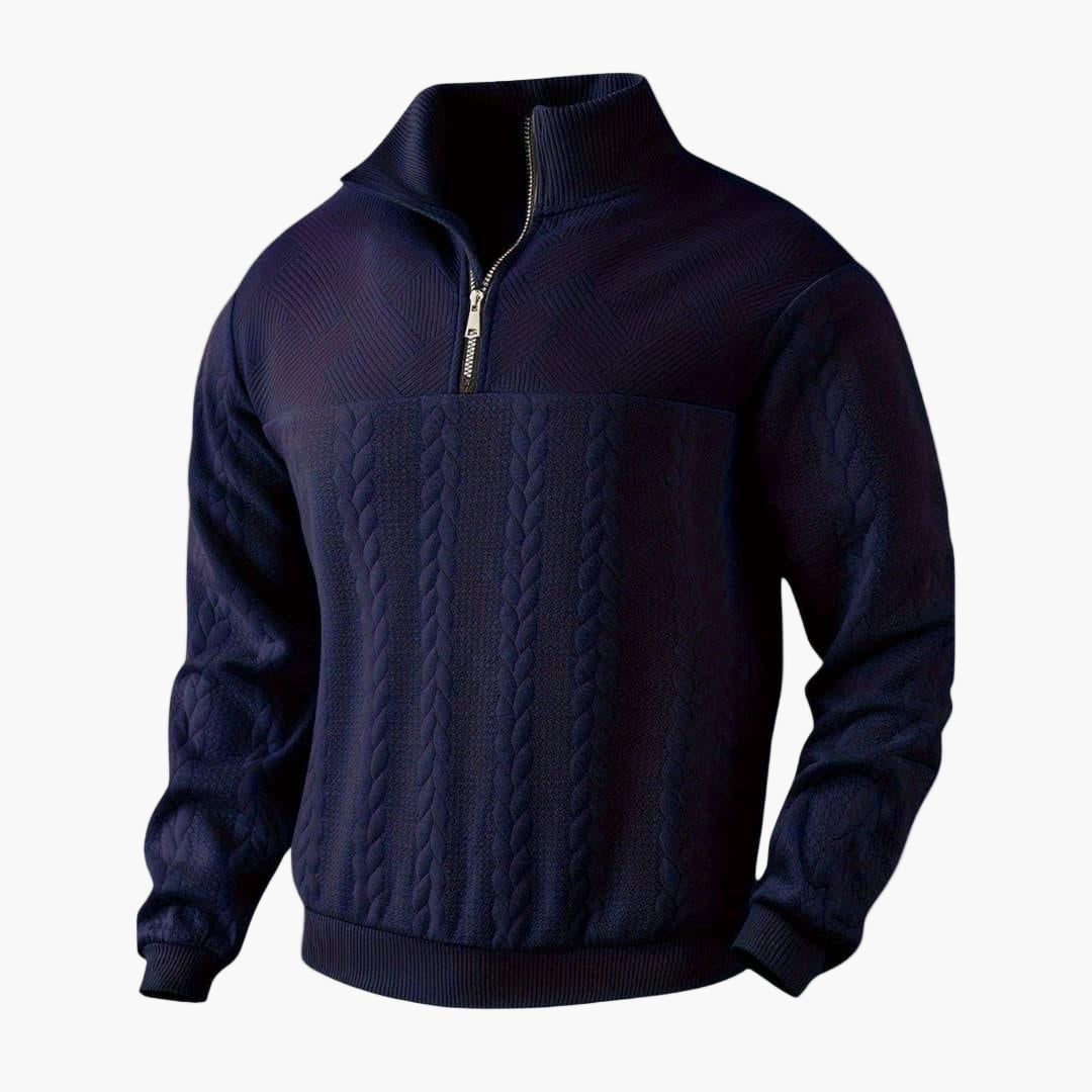 Men's Half-Zip Knitted Sweater – Stylish Casual Pullover for Cold Days