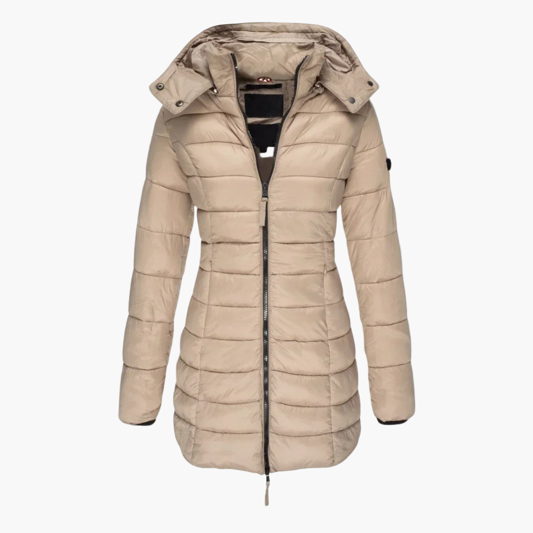 Women's Padded Winter Coat – Elegant Long Coat for Cold Days and Daily Use