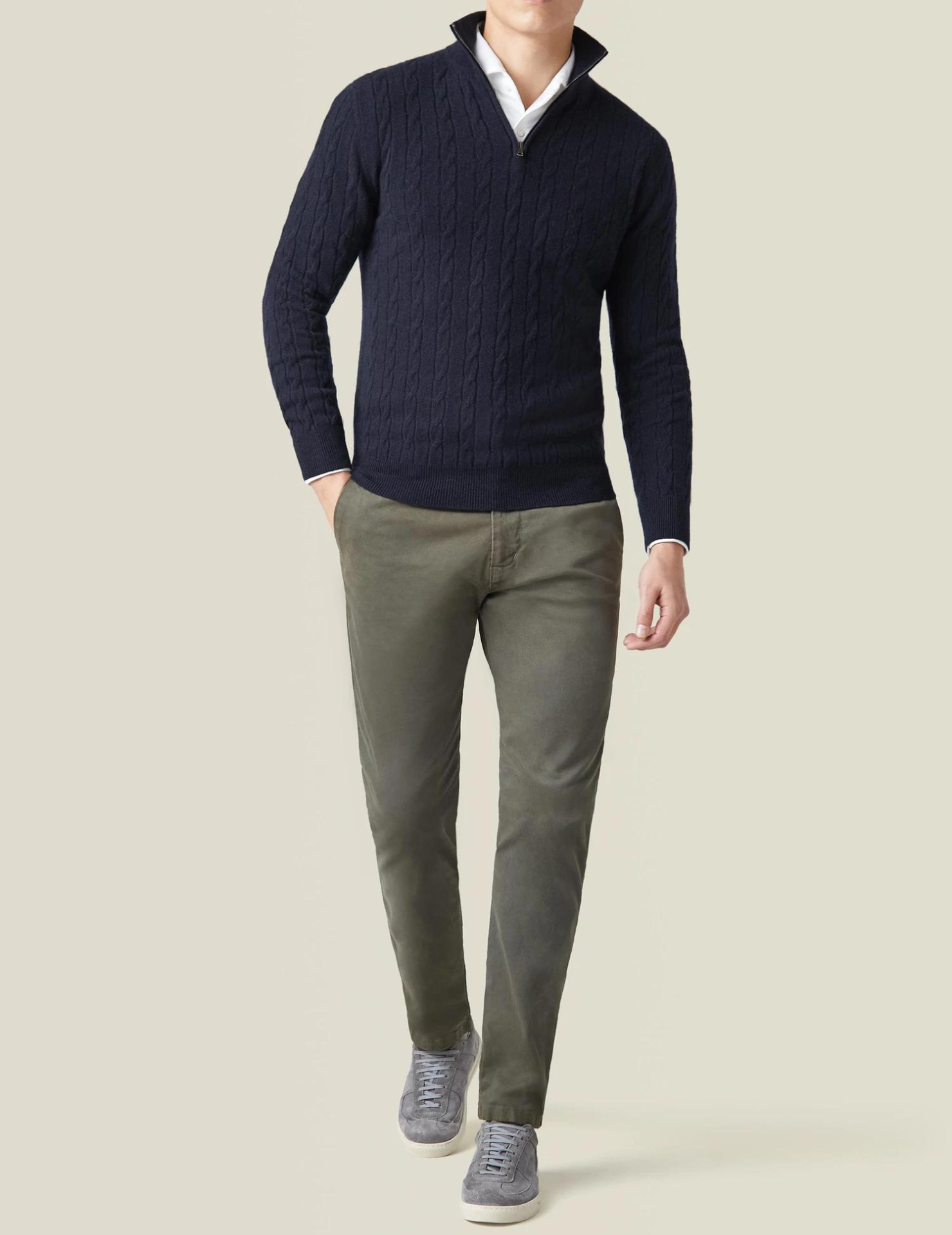 Men's Cable Knit Sweater with Zipper – Classic Style and Modern Comfort