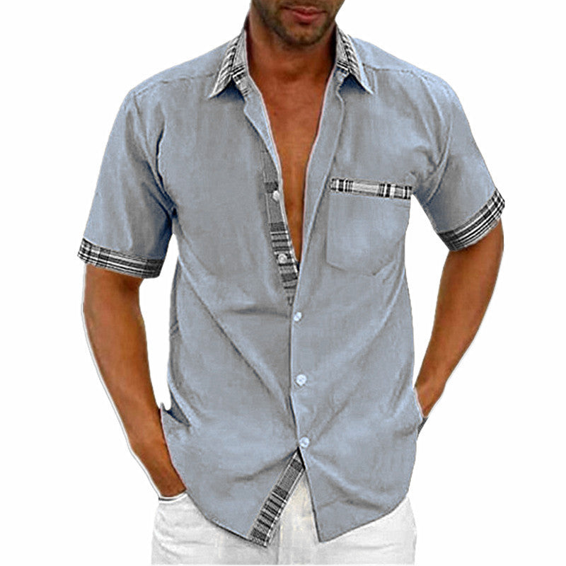 Men's Casual Shirt with Short Sleeve and Contrasting Details – Fashionable and Comfortable for Summer and Leisure Time
