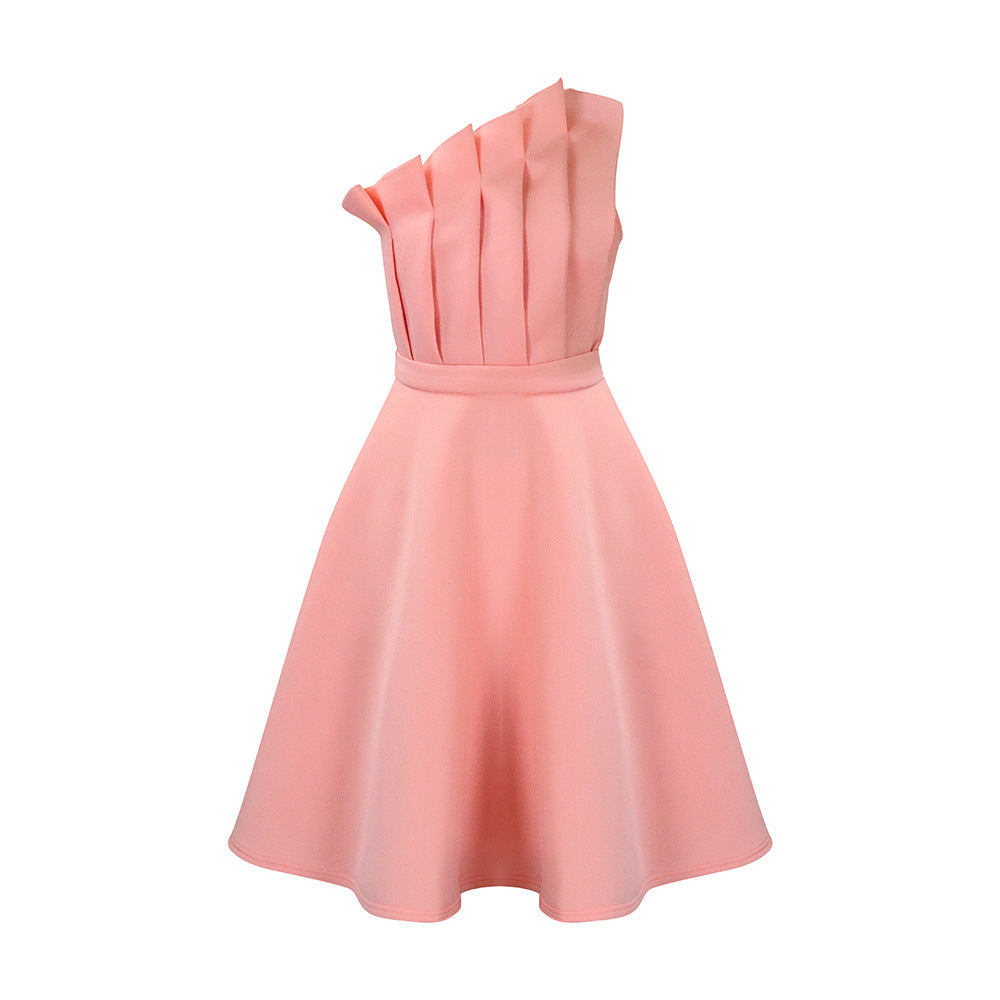 Kathryn – Elegant One-shoulder Dress with High Waist and Ruffles