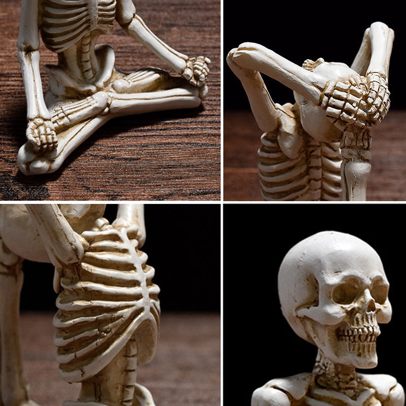 Halloween Decoration Figurines Skeleton Yoga Set – Funny Skull Figurines for Halloween Party, Trick-or-Treat & Spooky Atmosphere
