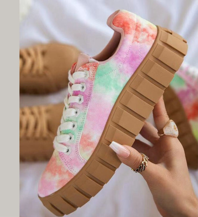 Holly – Thick Sole Lace Canvas Shoes