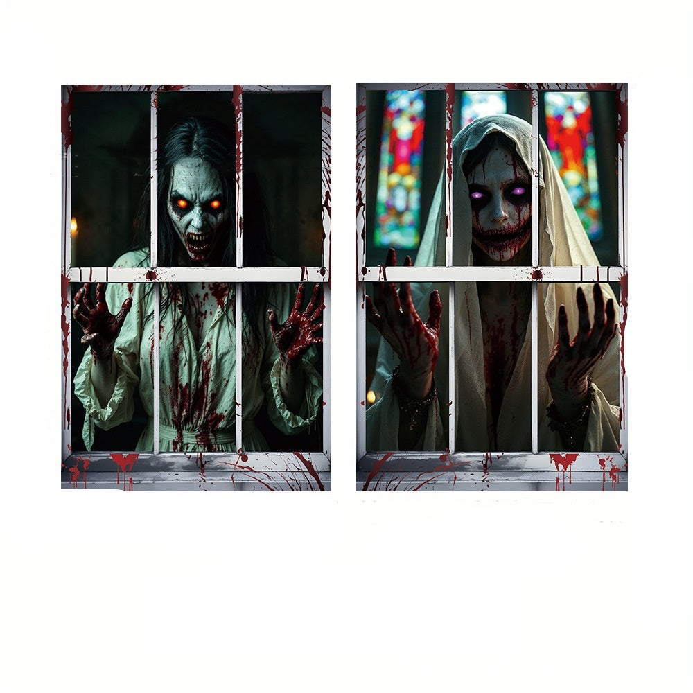 Halloween Window Decoration Spooky Nun – Creepy Decoration for Party & Trick-or-Treat