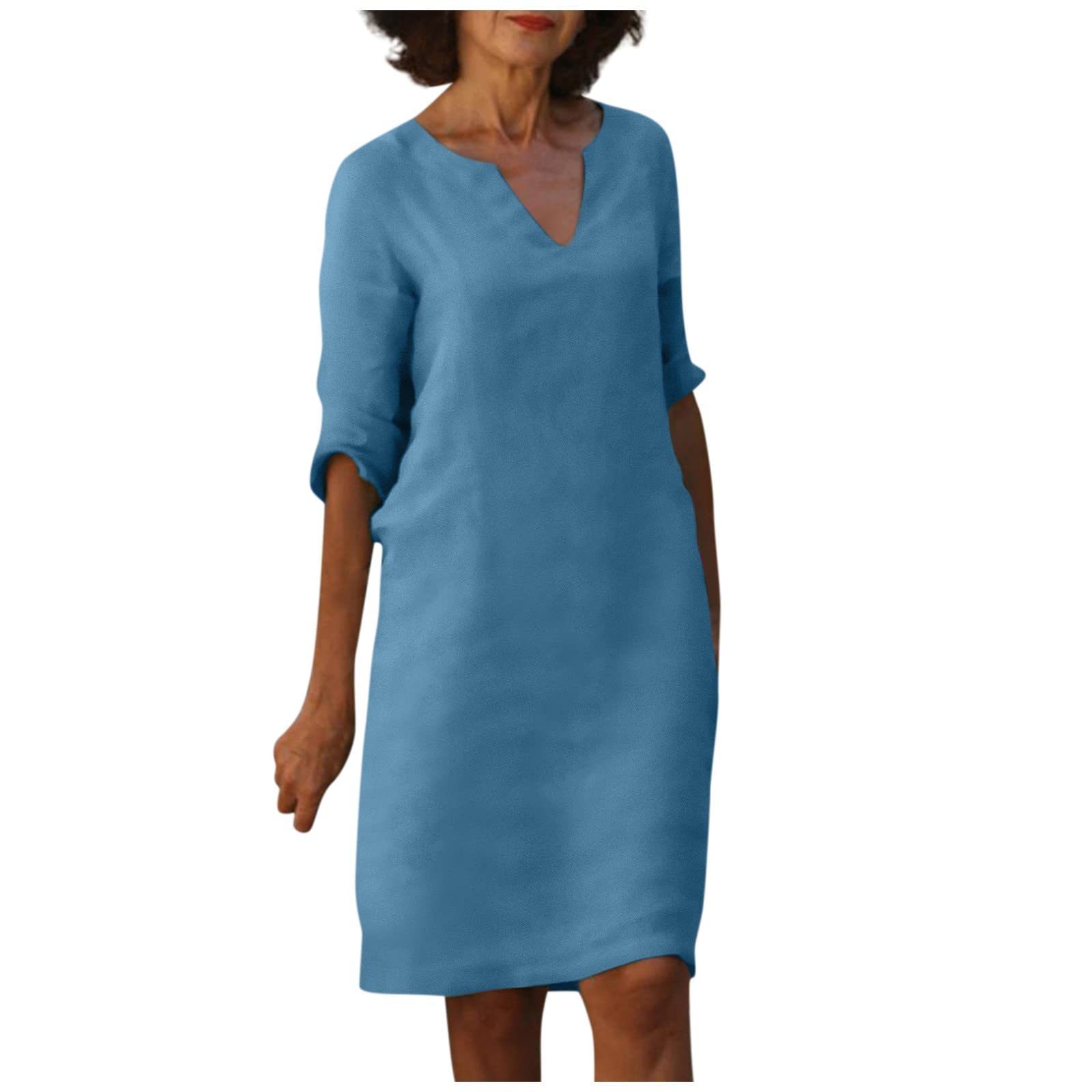 Women's casual dress with V-neck and 3/4 sleeves – Comfortable and stylish for daily use