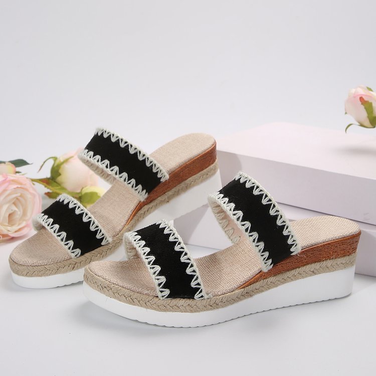 Esme – Ethnic Style Wedge Sandals with Wide Straps