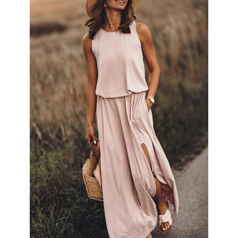 Women's summer dress with slit – maxi dress for beach, party or wedding – elegant boho women's dress in plus sizes