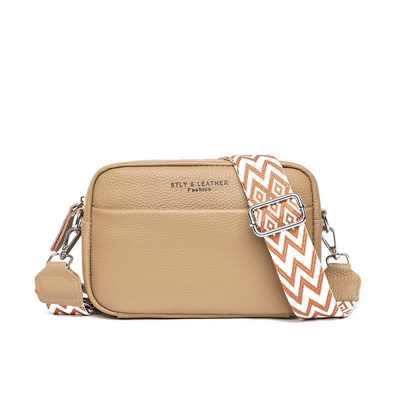 Hayley – Shoulder bag with Rhombus Embroidered Wide Shoulder Strap