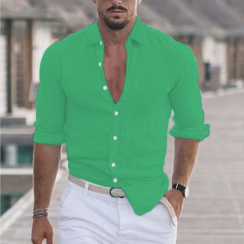 Men's Casual Shirt with Long Sleeves – Perfect for Summer and Vacation