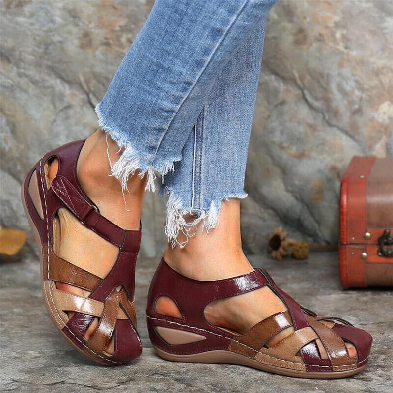 Emma – Waterproof Sandals with Mixed Color Design Wedges