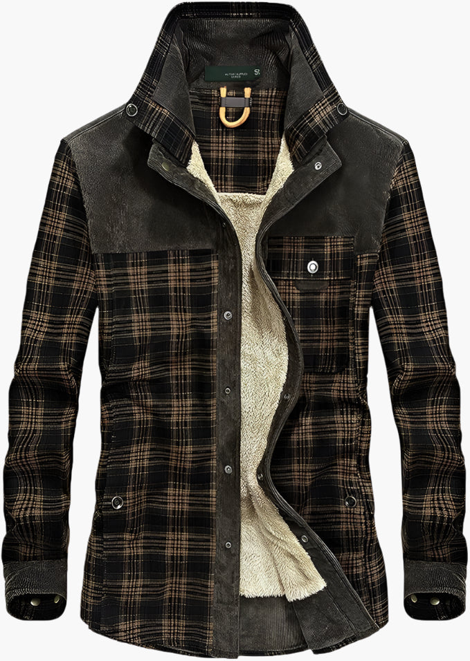 Men's Outdoor Flannel Shirt Jacket – Casual Checked Fleece Jacket for Adventure and Leisure
