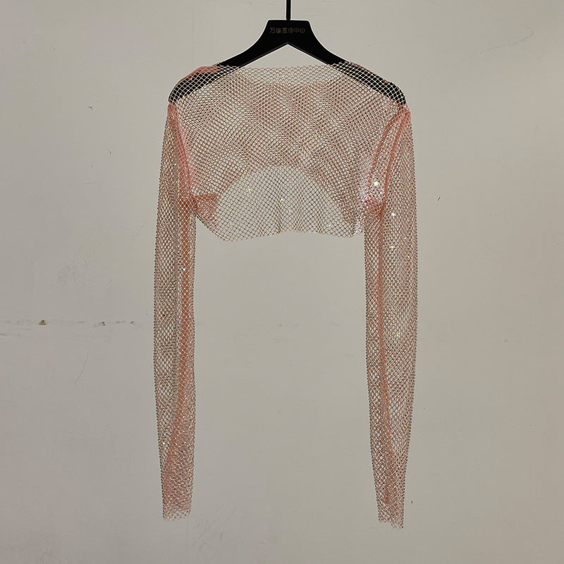 Ladies Sparkling Mesh Bolero – Stylish Crop Design for Party and Evening Look