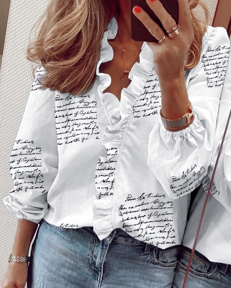 Phoebe – Long Sleeve Blouse with Ruffles
