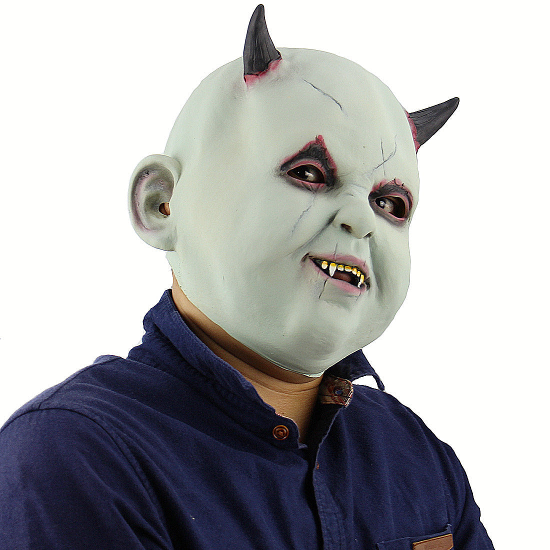 Halloween Mask for Adults – Creepy Demon with Vampire Teeth – Perfect for Halloween Party, Costume Party and Trick-or-Treat
