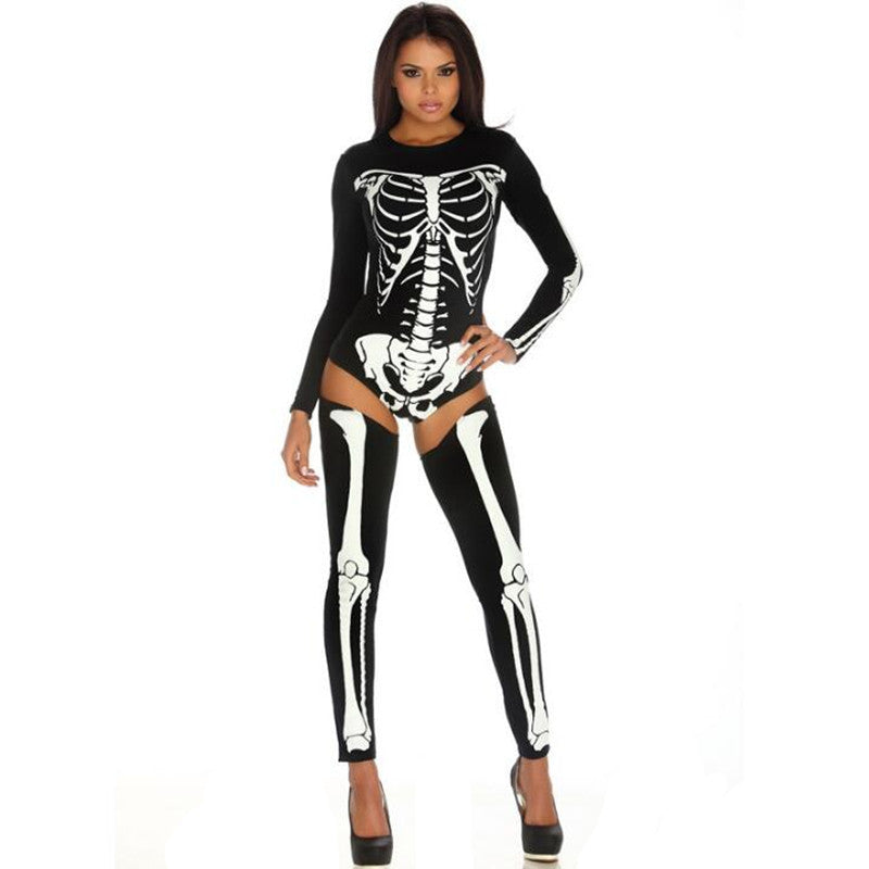 Women's Halloween Skeleton Catsuit Costume - Sexy Bodysuit for Party & Celebration