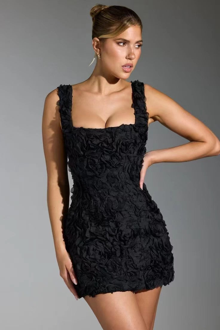 Women's mini dress with floral texture – Elegant and refined for festive occasions