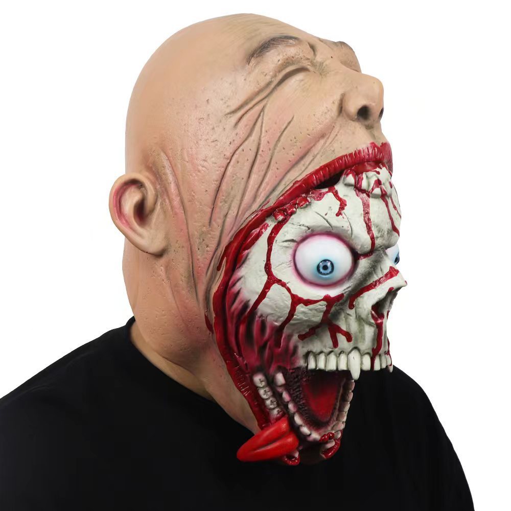 Halloween Latex Mask Large Mouth Horror Adults – Creepy Costume Accessory