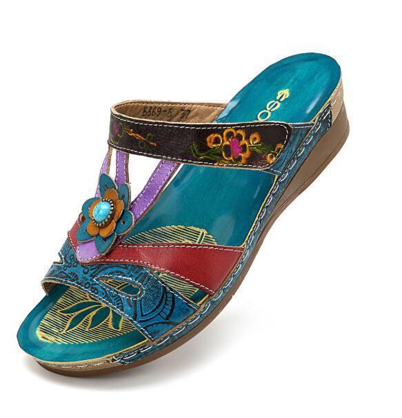 Hayley – Hakken Slippers with Ethnic Flowers for Women