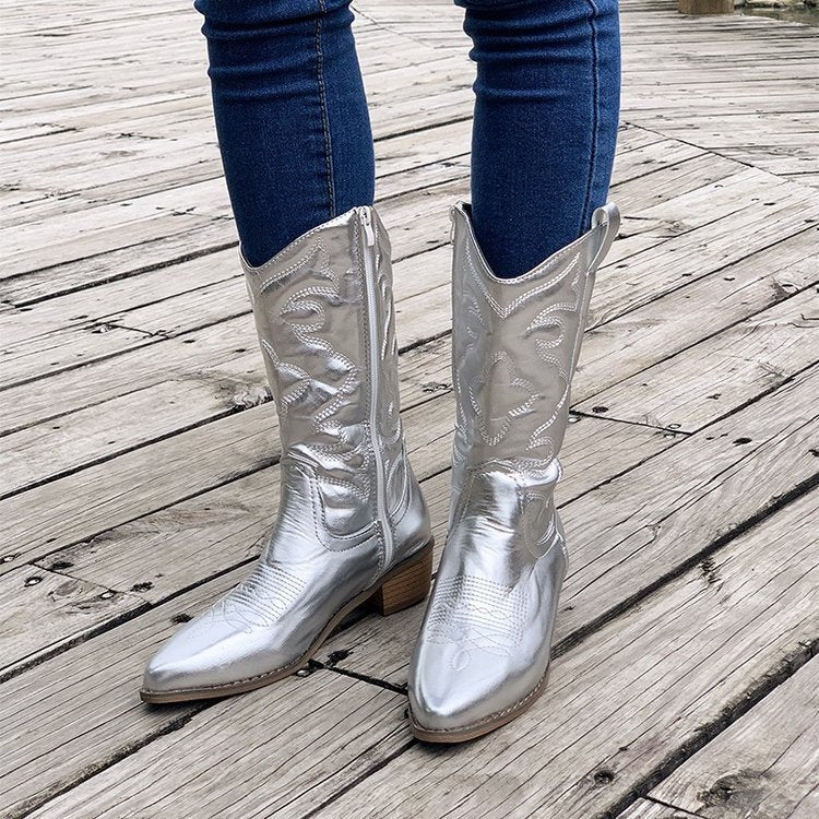 Audrey – Chunky Pointed Heel Western Boots for Women