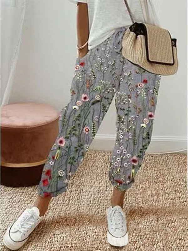 Women's Loose-Fitting Pants with Print – Casual Comfort for Summer and Leisure Time