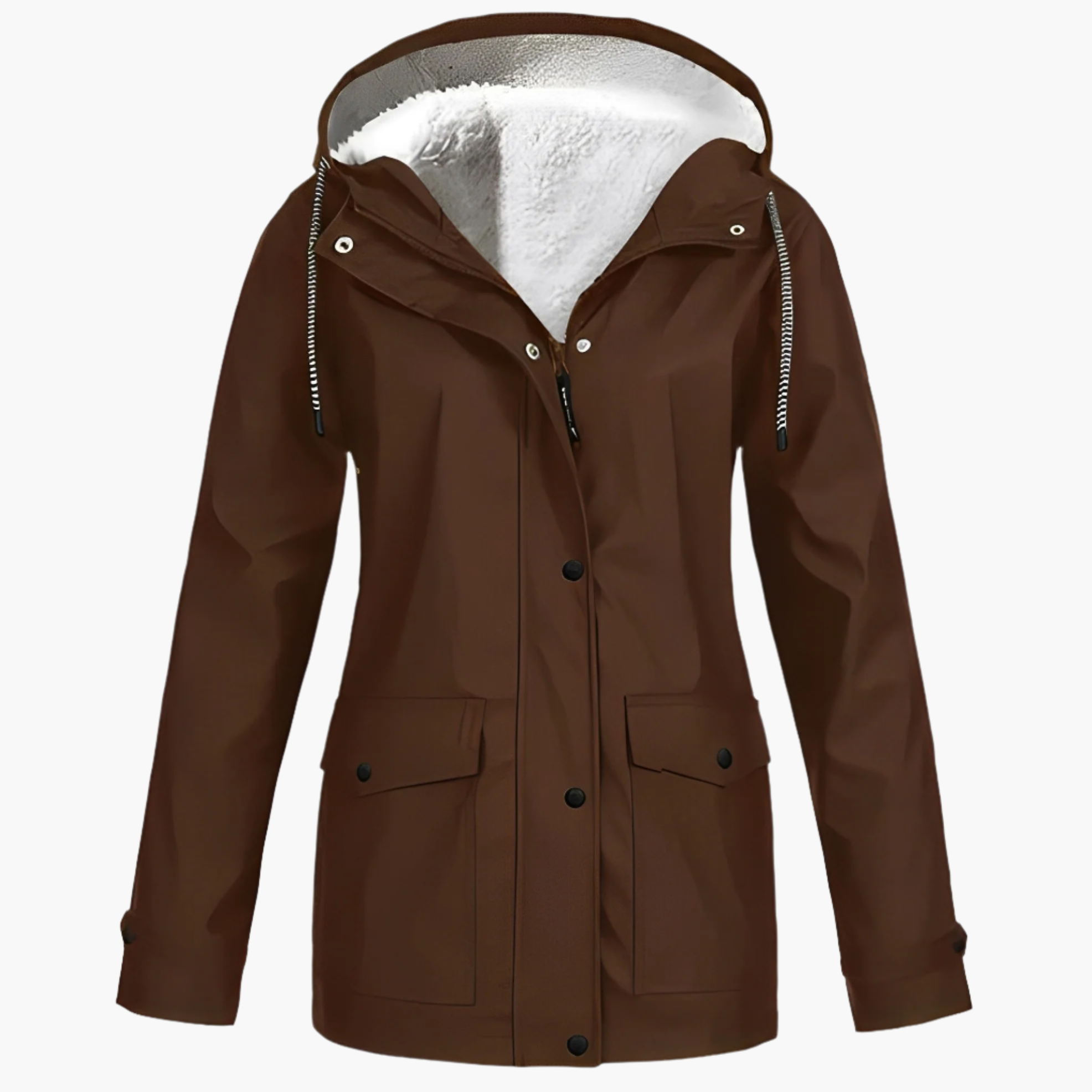 Women's Waterproof Winter Jacket with Fleece Lining – Fashionable Raincoat for Cold Days
