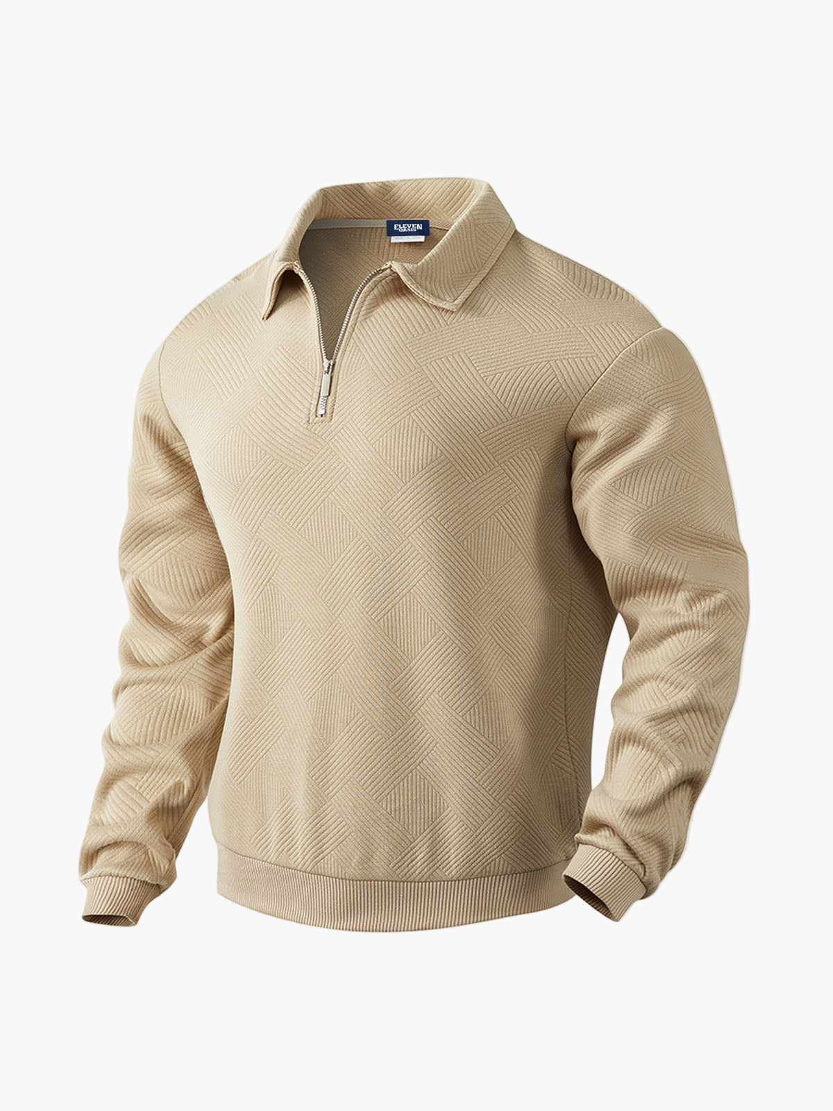 Men's Half-Zip Knitted Pullover with Modern Pattern – Smart Casual Sweater for Every Occasion