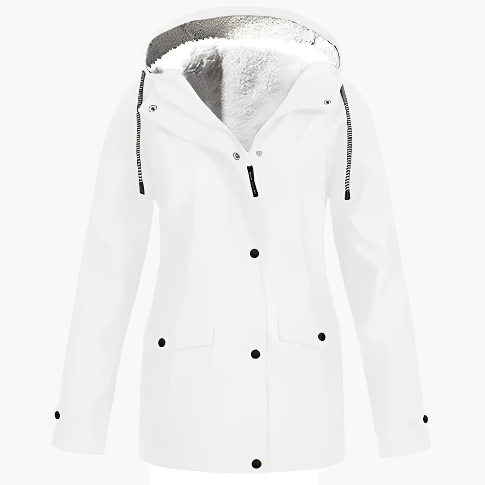 Women's Waterproof Winter Jacket with Fleece Lining – Fashionable Raincoat for Cold Days