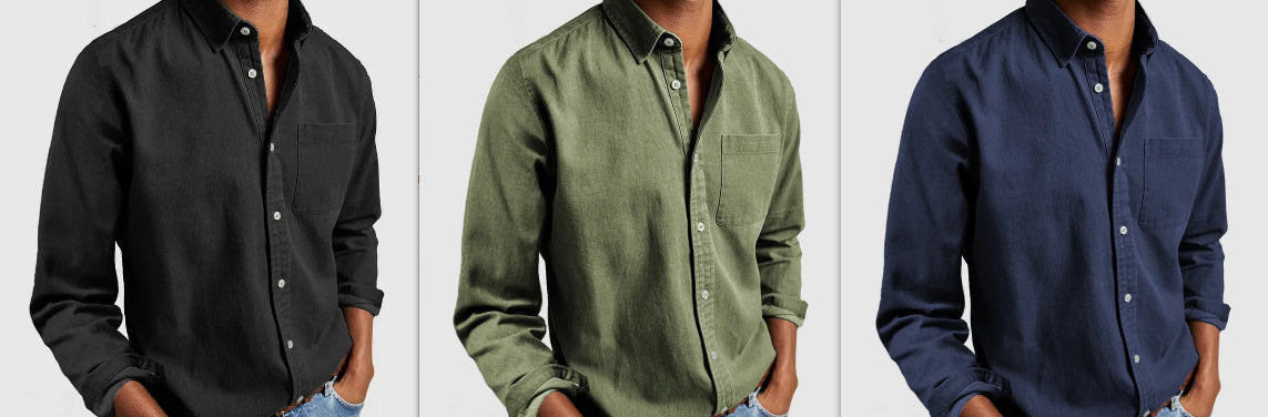 Men's casual shirt with chest pocket – long sleeve for work and weekend
