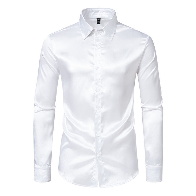 Gabriel – Shiny Satin Shirt in Solid Color