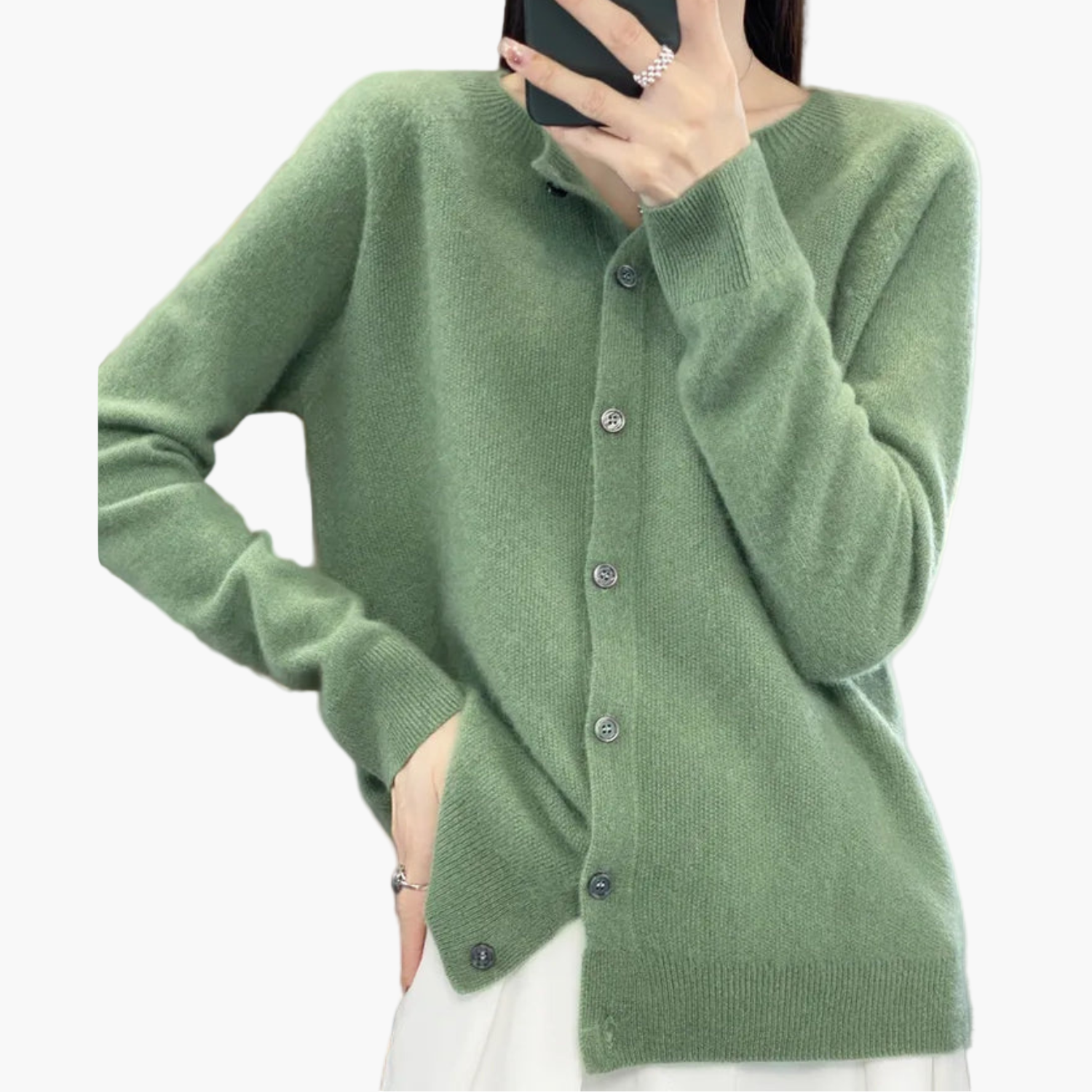 Women's Classic Knitted Cardigan with Round Neck – Stylish and Comfortable for Every Occasion