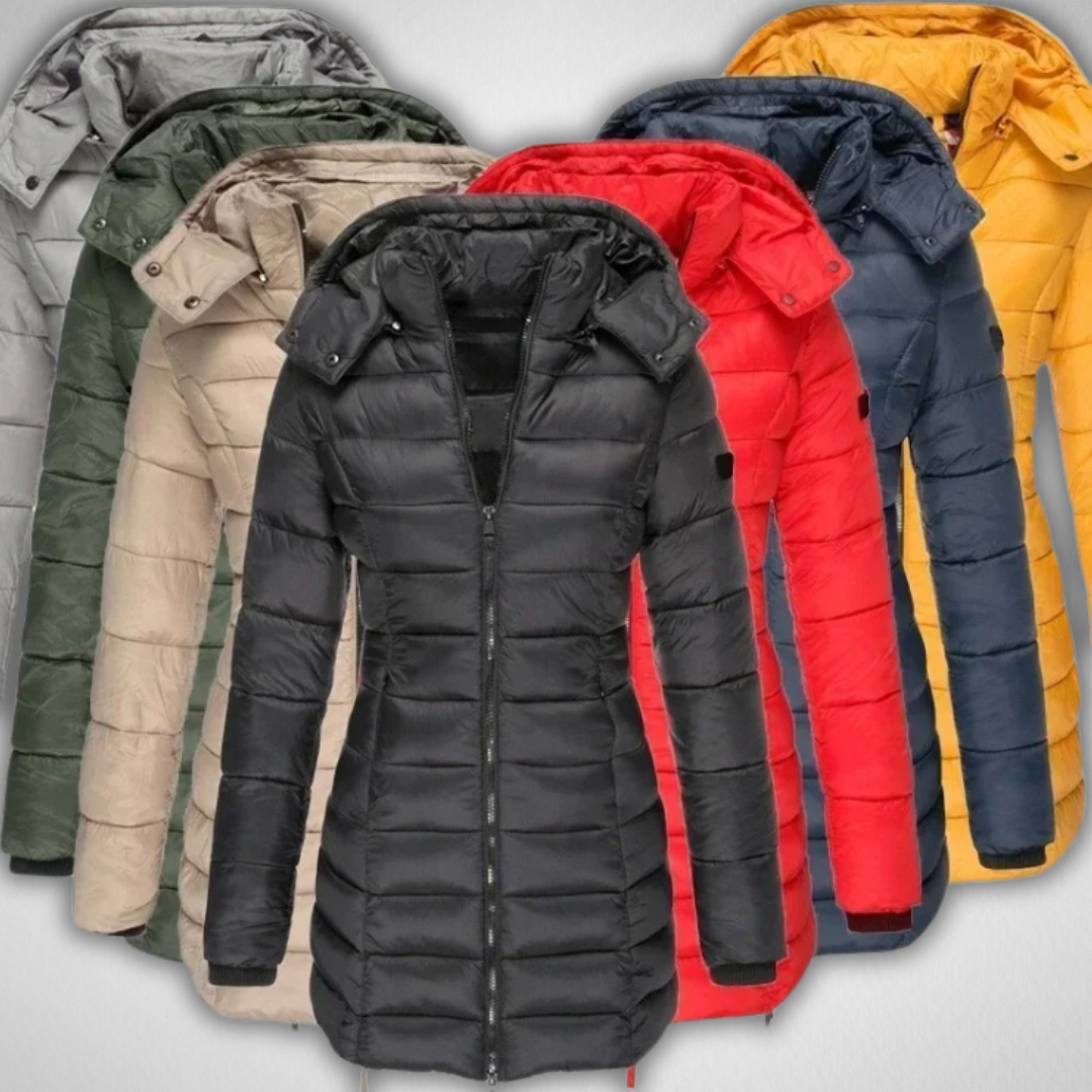 Women's Padded Winter Coat – Elegant Long Coat for Cold Days and Daily Use