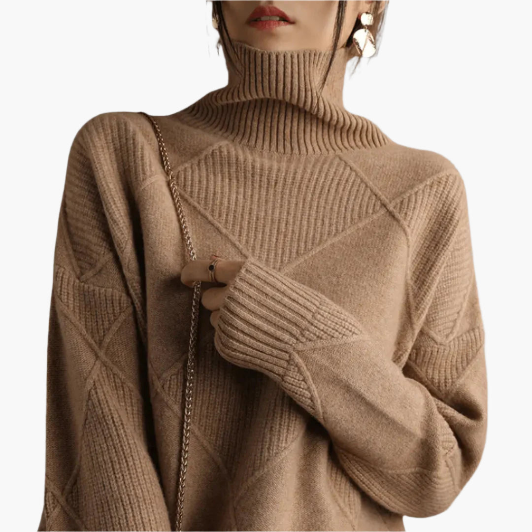 Women's Knitted Sweater with Diamond Pattern – Stylish Casual Look for Every Occasion
