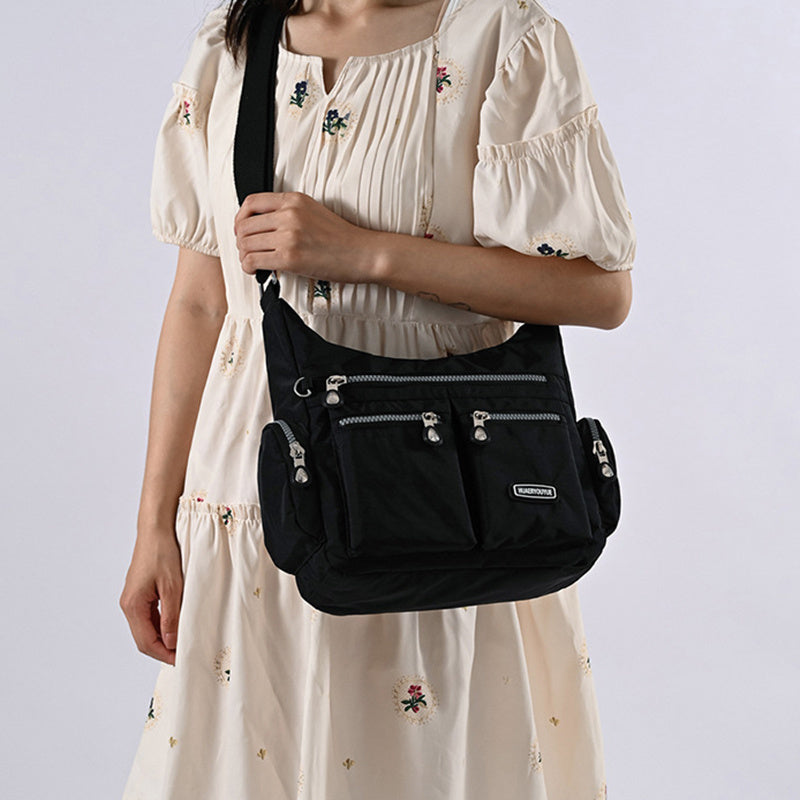 Women's multifunctional shoulder bag with zip pockets – ideal for daily use