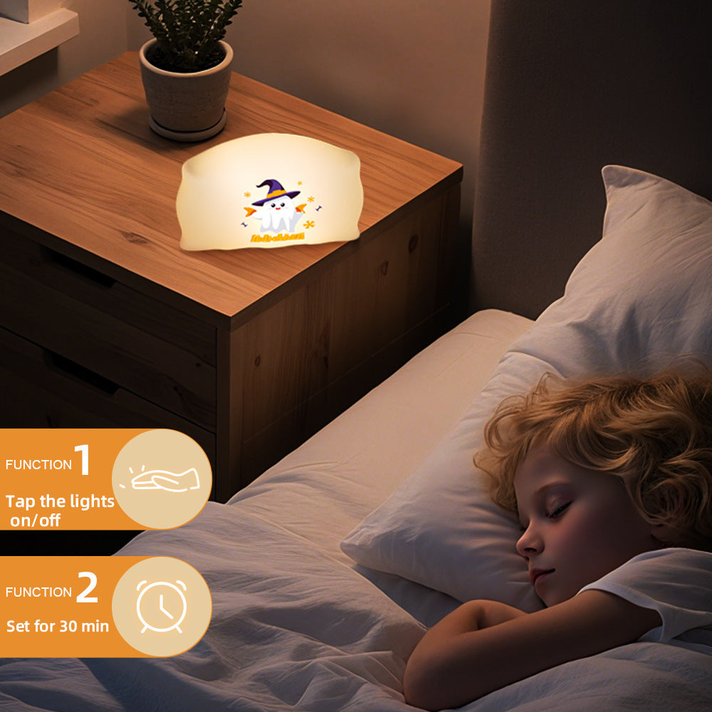 Halloween Night Light Children – Tap Light with Ghost & Pumpkin – Decoration for Halloween Party and Bedroom