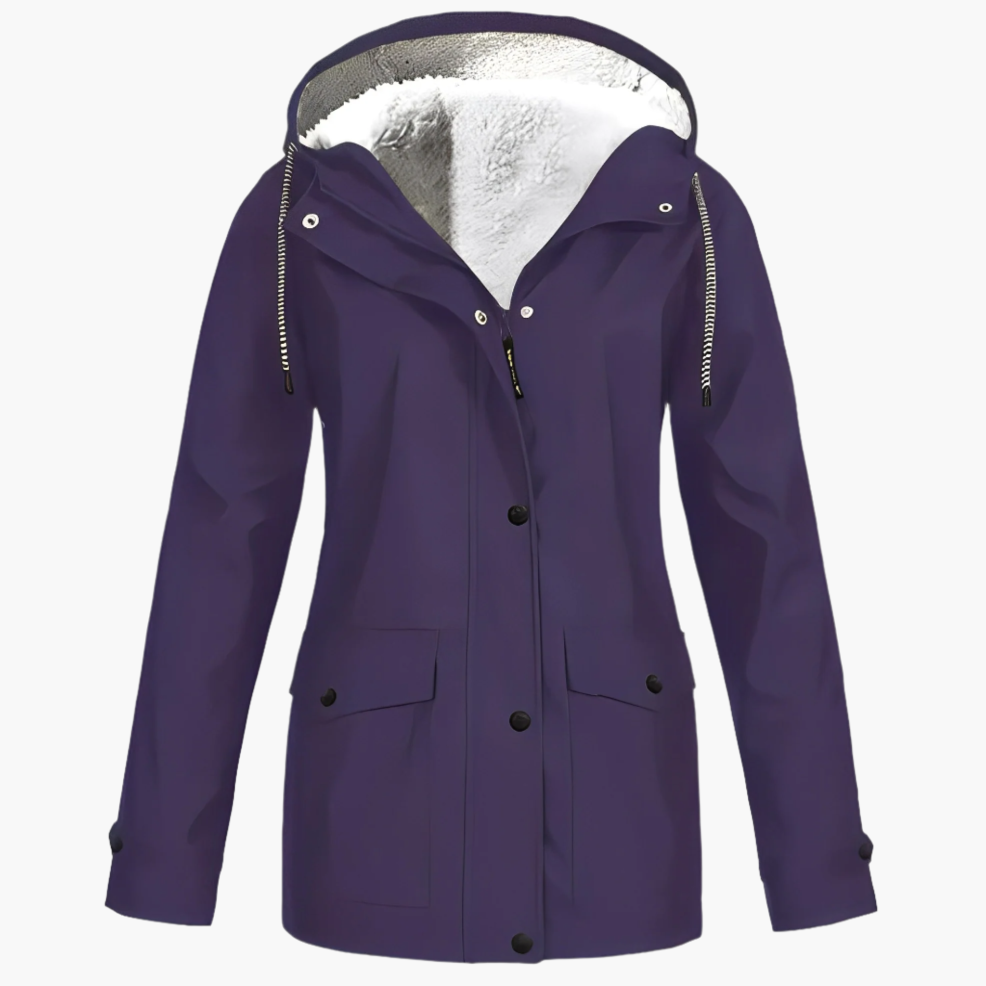 Women's Waterproof Winter Jacket with Fleece Lining – Fashionable Raincoat for Cold Days
