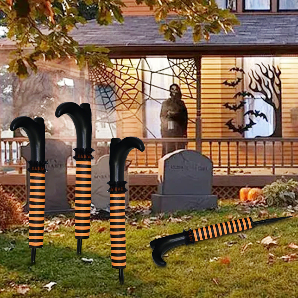Halloween Decoration Set - Witch Legs Garden Stakes for Party & Spooky Atmosphere