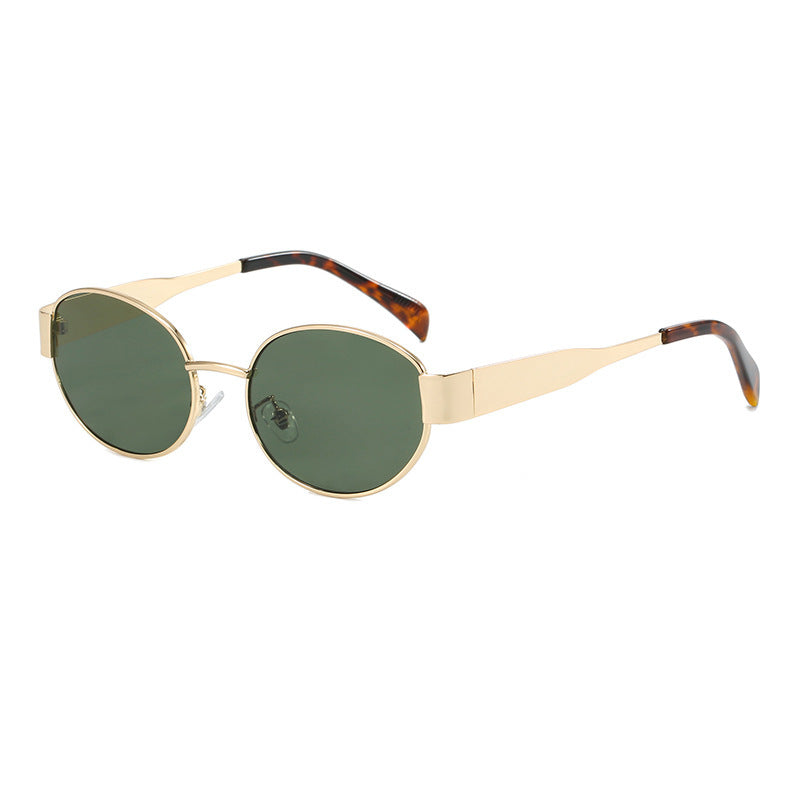 Pamela – Retro Oval Sunglasses with Metal Frame