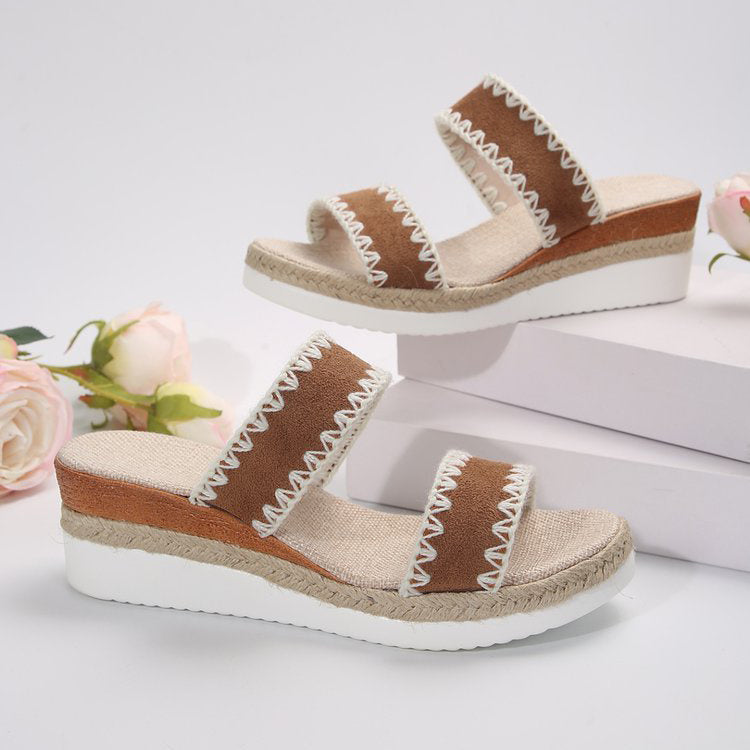 Esme – Ethnic Style Wedge Sandals with Wide Straps