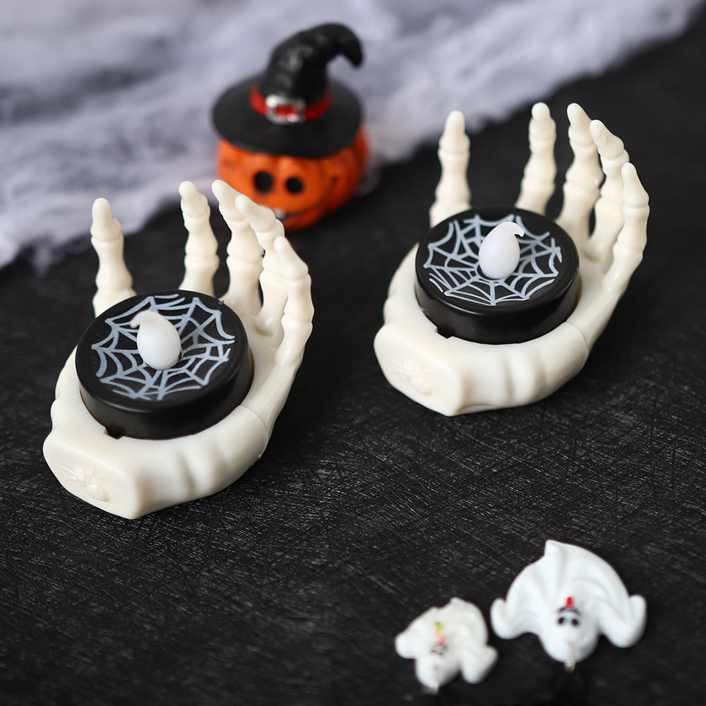 Halloween Ambient Lighting Skeleton Hand Decoration – LED Candle for Party and Spooky Decor