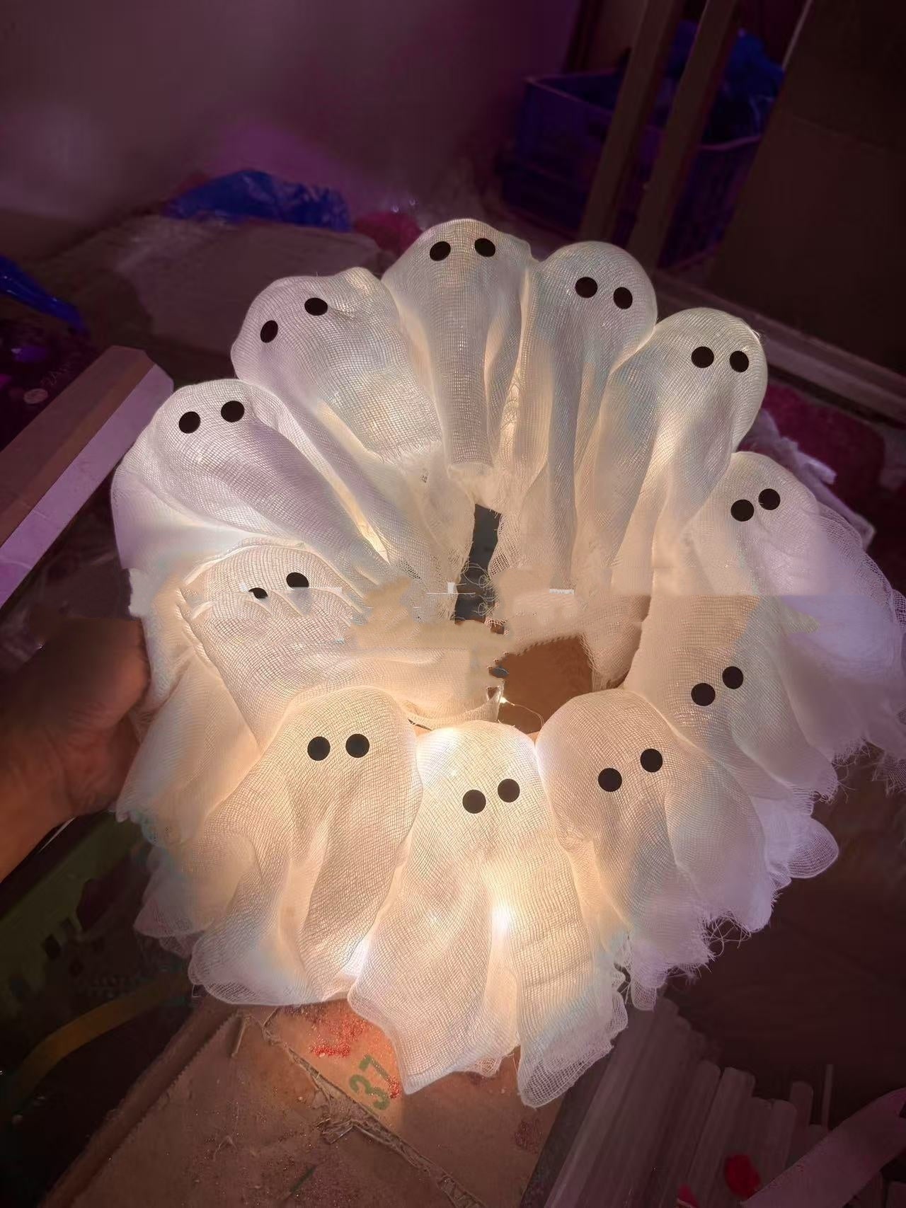 Halloween Spooky Ghost Wreath Decoration for Party and Door