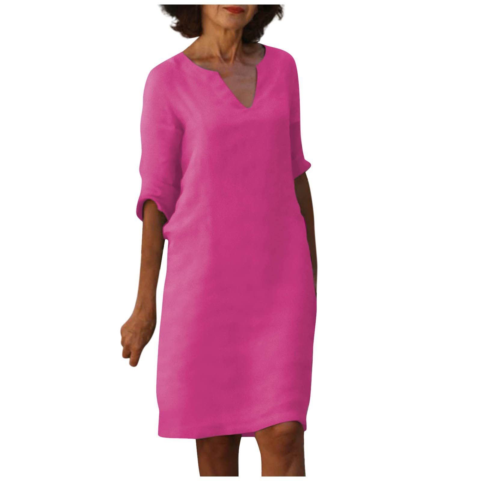 Women's casual dress with V-neck and 3/4 sleeves – Comfortable and stylish for daily use